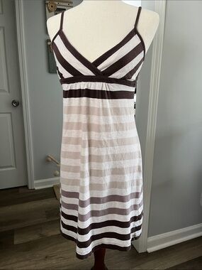 Old Navy Striped Spaghetti Strap Sundress in Brown and Cream Size Medium
